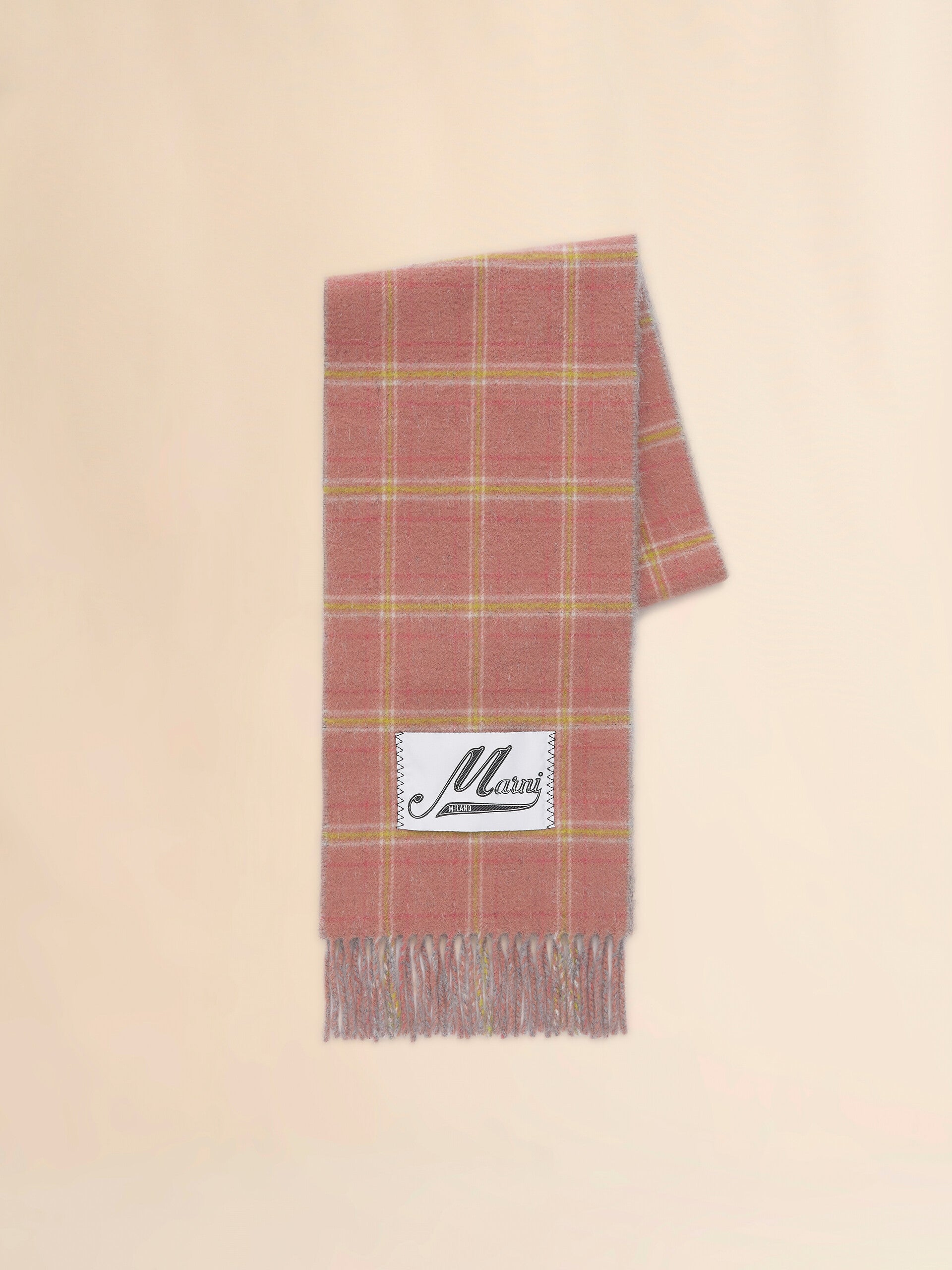 Marni Wool Blend Scarf With Checked Pattern Pink