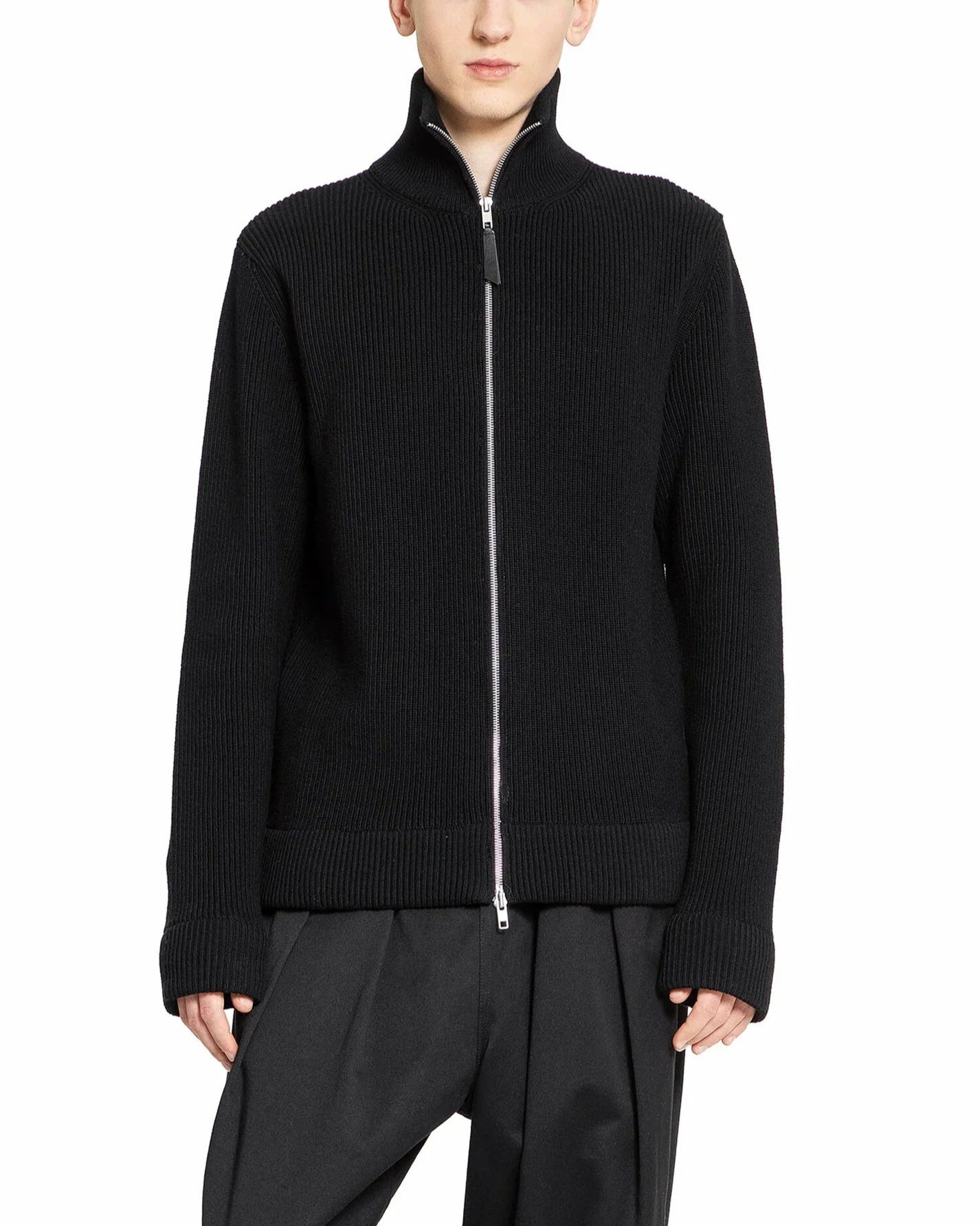 Maison Margiela Knit Zip-Up Cardigan Black