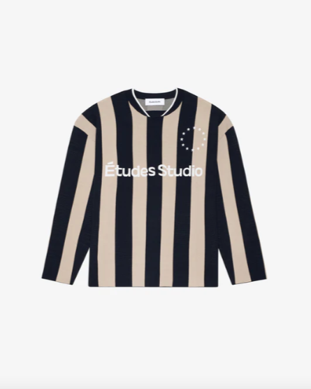Études Studio Soccer Long Sleeve T-Shirt Striped Dark Navy