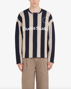 Études Studio Soccer Long Sleeve T-Shirt Striped Dark Navy