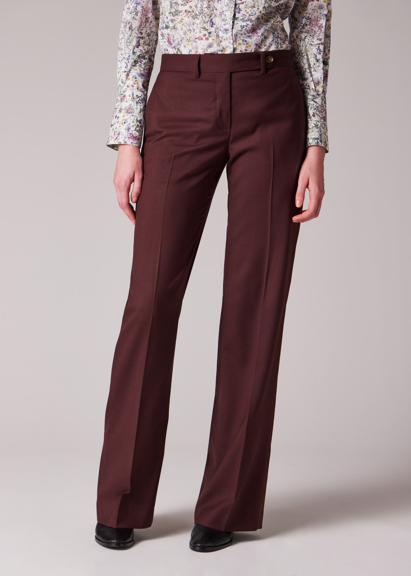 Paul Smith 'A Suit To Travel In' Wool Bootcut Trousers Burgundy