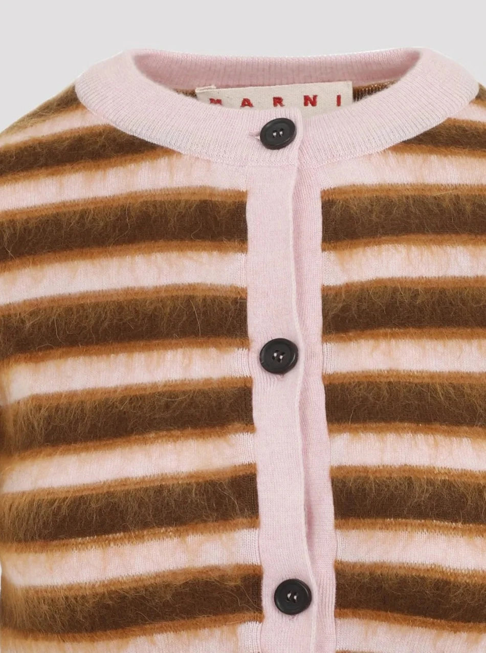 Marni Striped Cropped Wool Cardigan