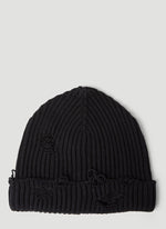 Load image into Gallery viewer, MM6 Maison Margiela Distressed Black Beanie Hat
