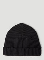 Load image into Gallery viewer, MM6 Maison Margiela Distressed Black Beanie Hat
