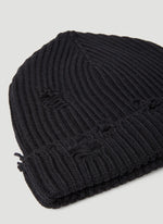 Load image into Gallery viewer, MM6 Maison Margiela Distressed Black Beanie Hat
