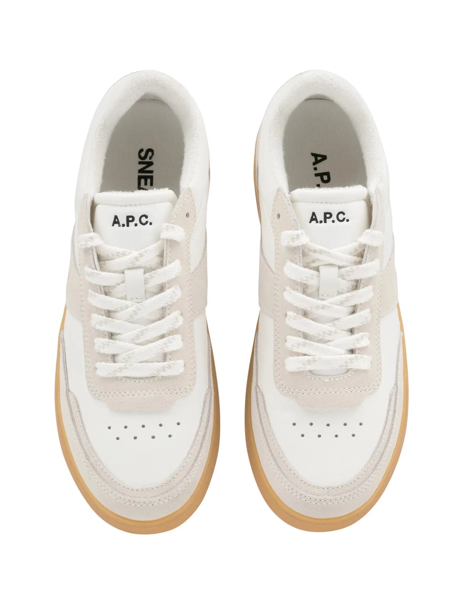 A.P.C Plain Sneakers In White And Chestnut