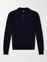 Load image into Gallery viewer, A.P.C. 'Riou' Knitted Long Sleeve Polo Shirt Dark Navy

