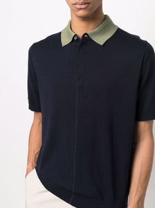 Contrast-Collar Cotton Polo Shirt