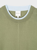 Load image into Gallery viewer, Light Green Cotton Contrast-Collar Sweater
