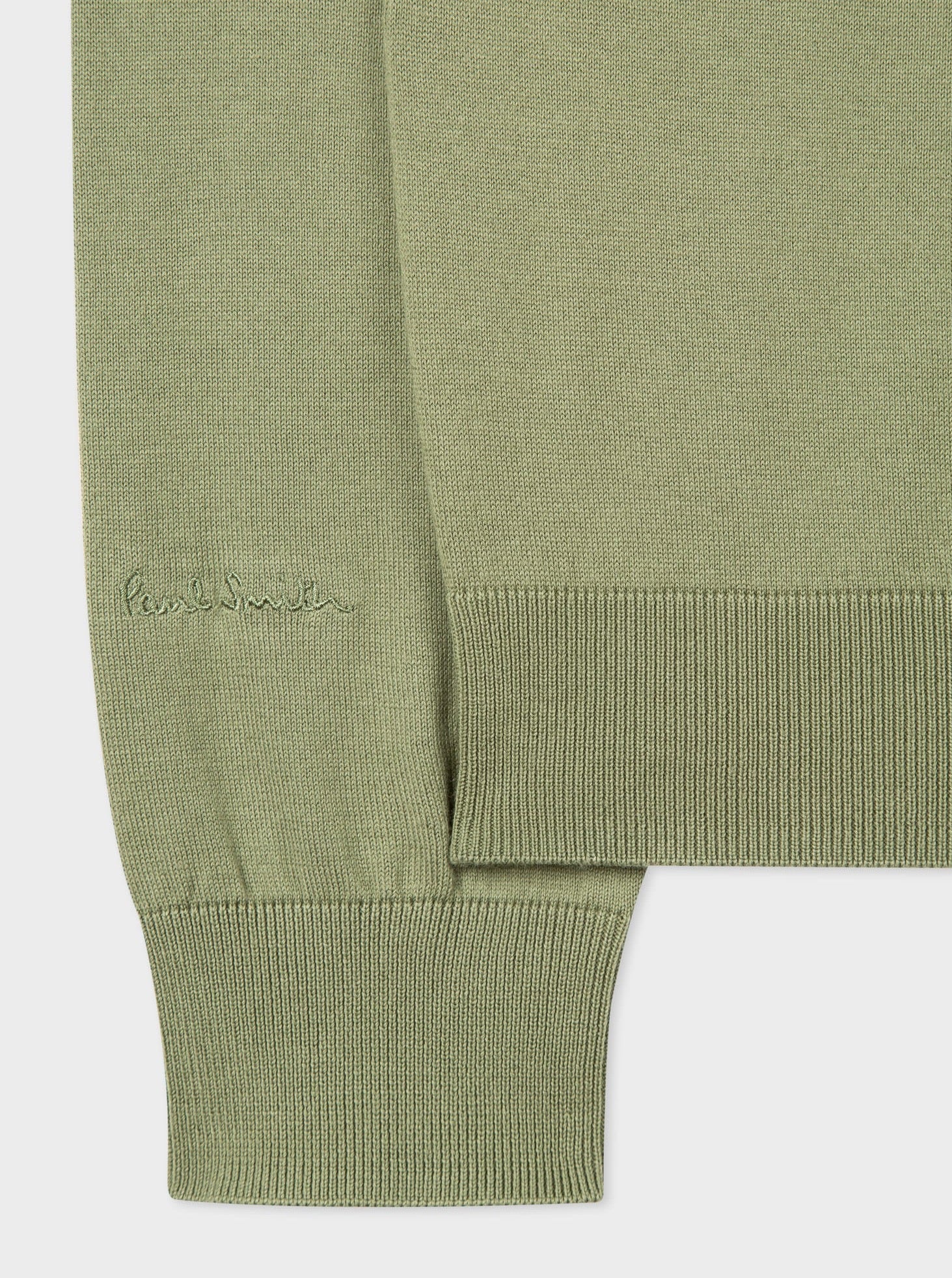 Light Green Cotton Contrast-Collar Sweater