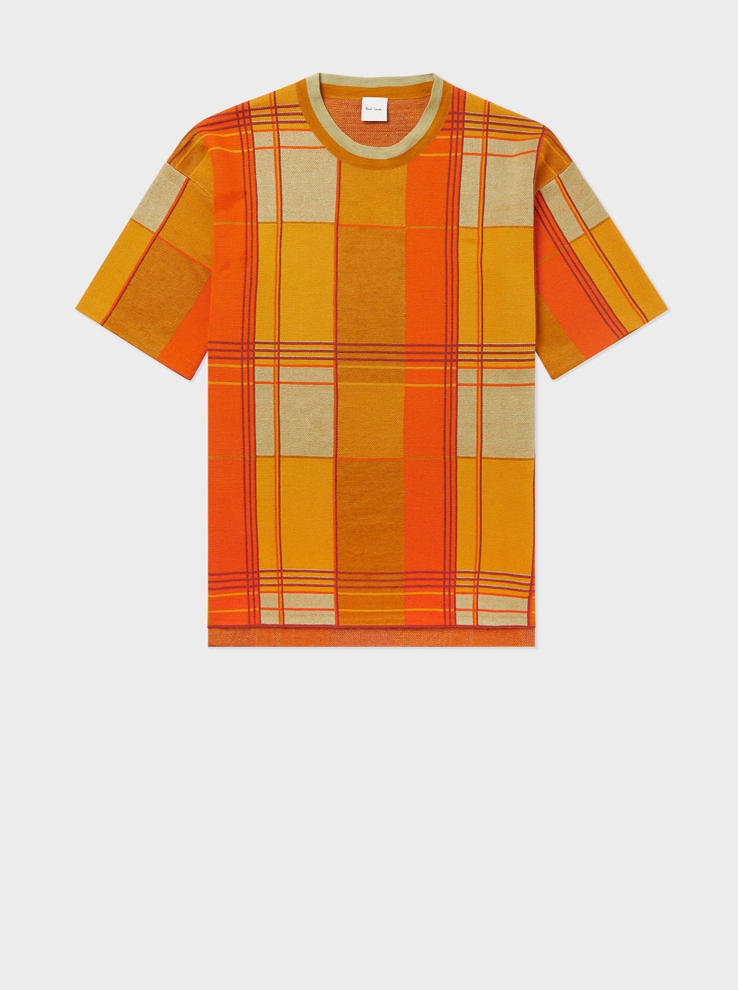 Orange Jacquard Check Oversized T-Shirt