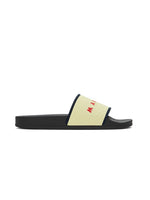 Load image into Gallery viewer, Beige &amp; Navy Stretch Logo Jacquard Sandals

